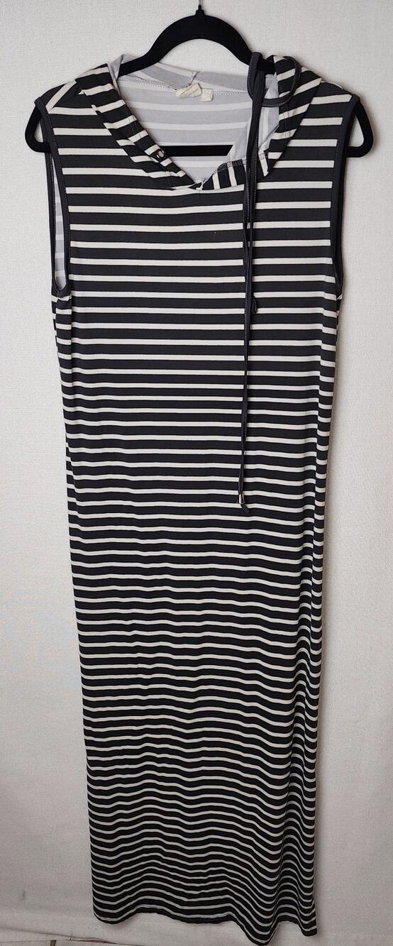 Beach Maxi Dress Women's XL grayish/blue hooded comfy, long, pool, lounge